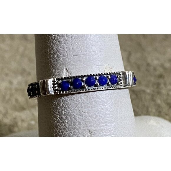 Thailand Jewelry - Sterling Silver & Lapis Ring Size 8.75 A 925 Thailand Estate Jewelry 2.5 Grams
